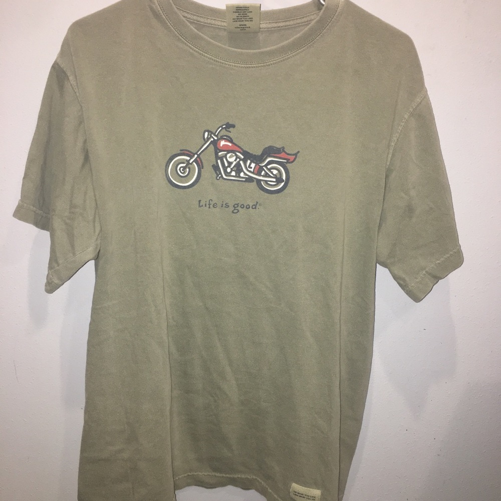 Life is Good motorcycle olive green T shirt